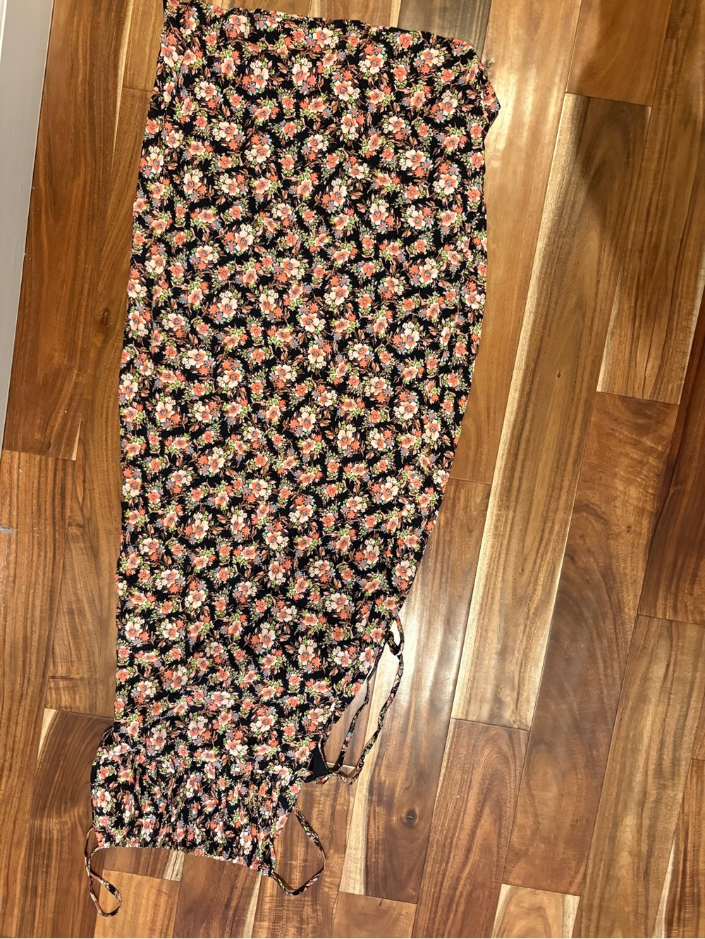 Forever 21 Black Maxi Dress with Pink Floral Print